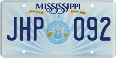 MS license plate JHP092