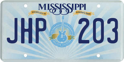 MS license plate JHP203