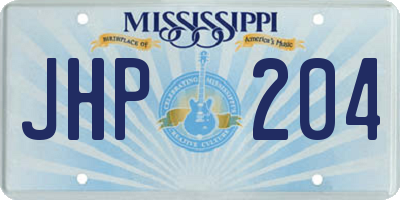 MS license plate JHP204