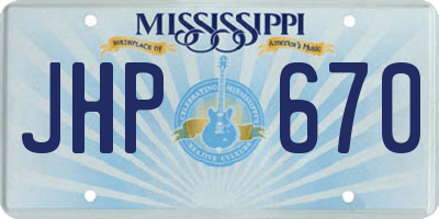 MS license plate JHP670