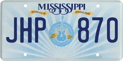 MS license plate JHP870
