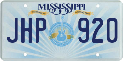 MS license plate JHP920