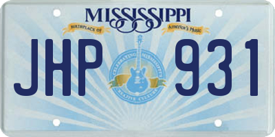 MS license plate JHP931