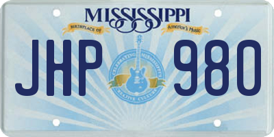 MS license plate JHP980