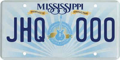 MS license plate JHQ000