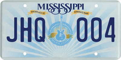 MS license plate JHQ004