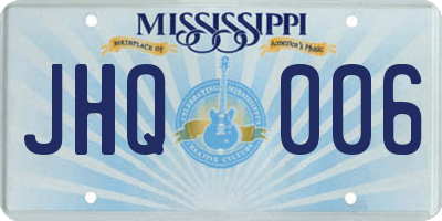 MS license plate JHQ006