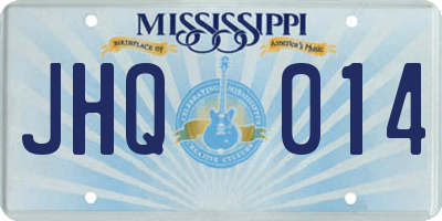MS license plate JHQ014