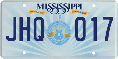 MS license plate JHQ017