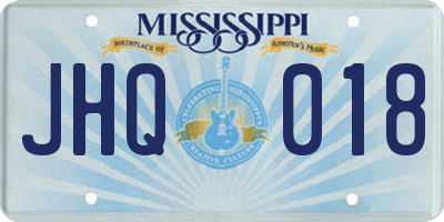 MS license plate JHQ018