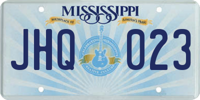 MS license plate JHQ023