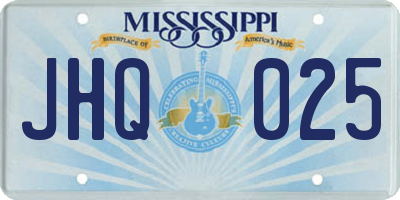 MS license plate JHQ025