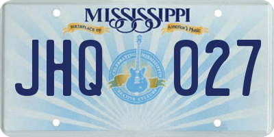 MS license plate JHQ027