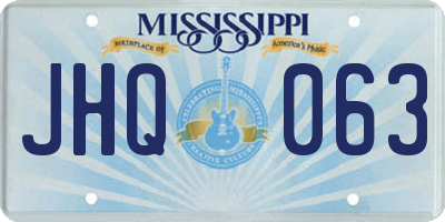 MS license plate JHQ063