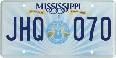 MS license plate JHQ070