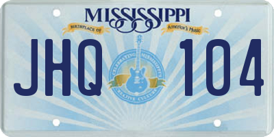 MS license plate JHQ104