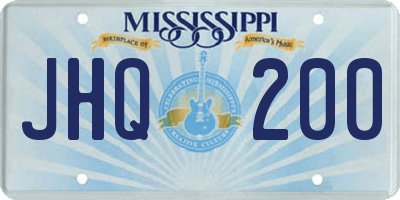 MS license plate JHQ200
