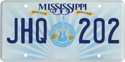 MS license plate JHQ202