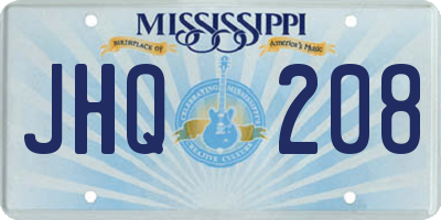 MS license plate JHQ208