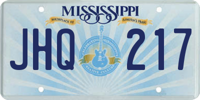 MS license plate JHQ217