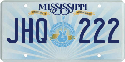 MS license plate JHQ222