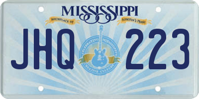 MS license plate JHQ223