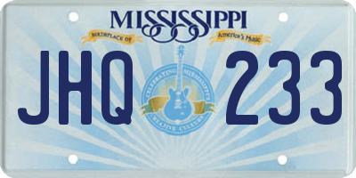 MS license plate JHQ233
