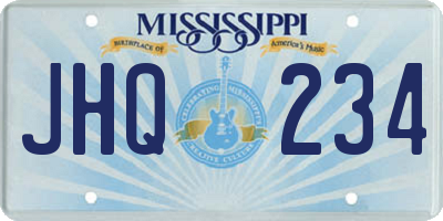 MS license plate JHQ234