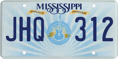 MS license plate JHQ312