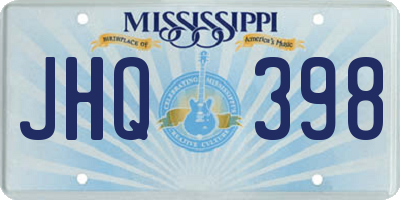 MS license plate JHQ398