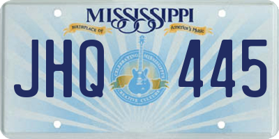 MS license plate JHQ445