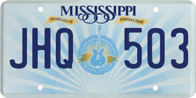 MS license plate JHQ503