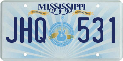MS license plate JHQ531