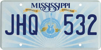 MS license plate JHQ532