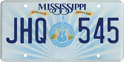 MS license plate JHQ545