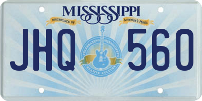 MS license plate JHQ560