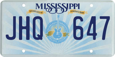 MS license plate JHQ647