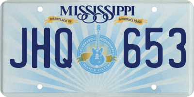 MS license plate JHQ653