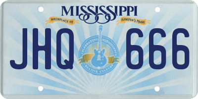 MS license plate JHQ666