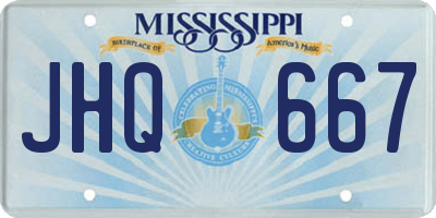 MS license plate JHQ667