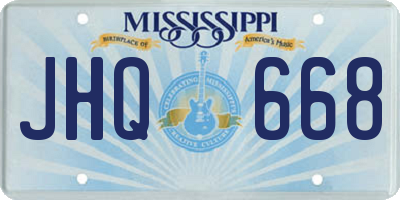 MS license plate JHQ668