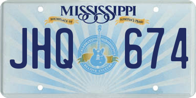 MS license plate JHQ674