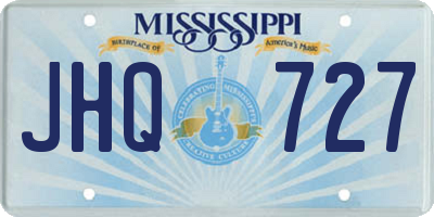 MS license plate JHQ727