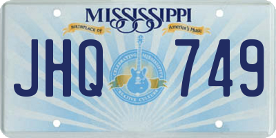 MS license plate JHQ749