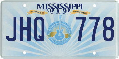 MS license plate JHQ778