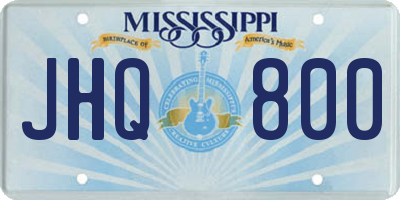 MS license plate JHQ800