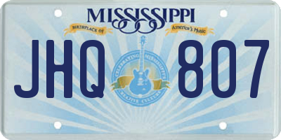 MS license plate JHQ807