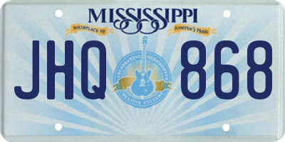 MS license plate JHQ868