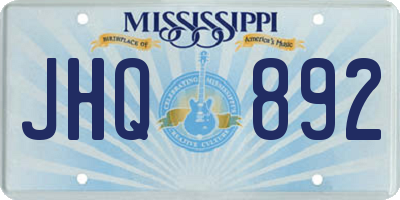 MS license plate JHQ892