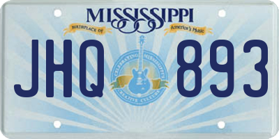 MS license plate JHQ893